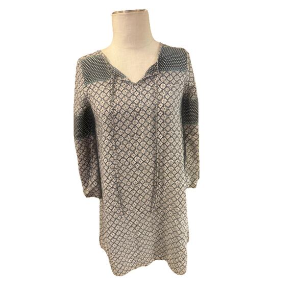 Peppermint Sheath Dress Womens Small Beige Green Geometric Print Pullover - Picture 2 of 7
